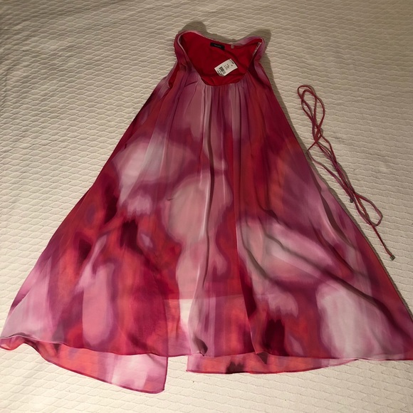 Fuchsia pastel chiffon flowing dress - Picture 2 of 6